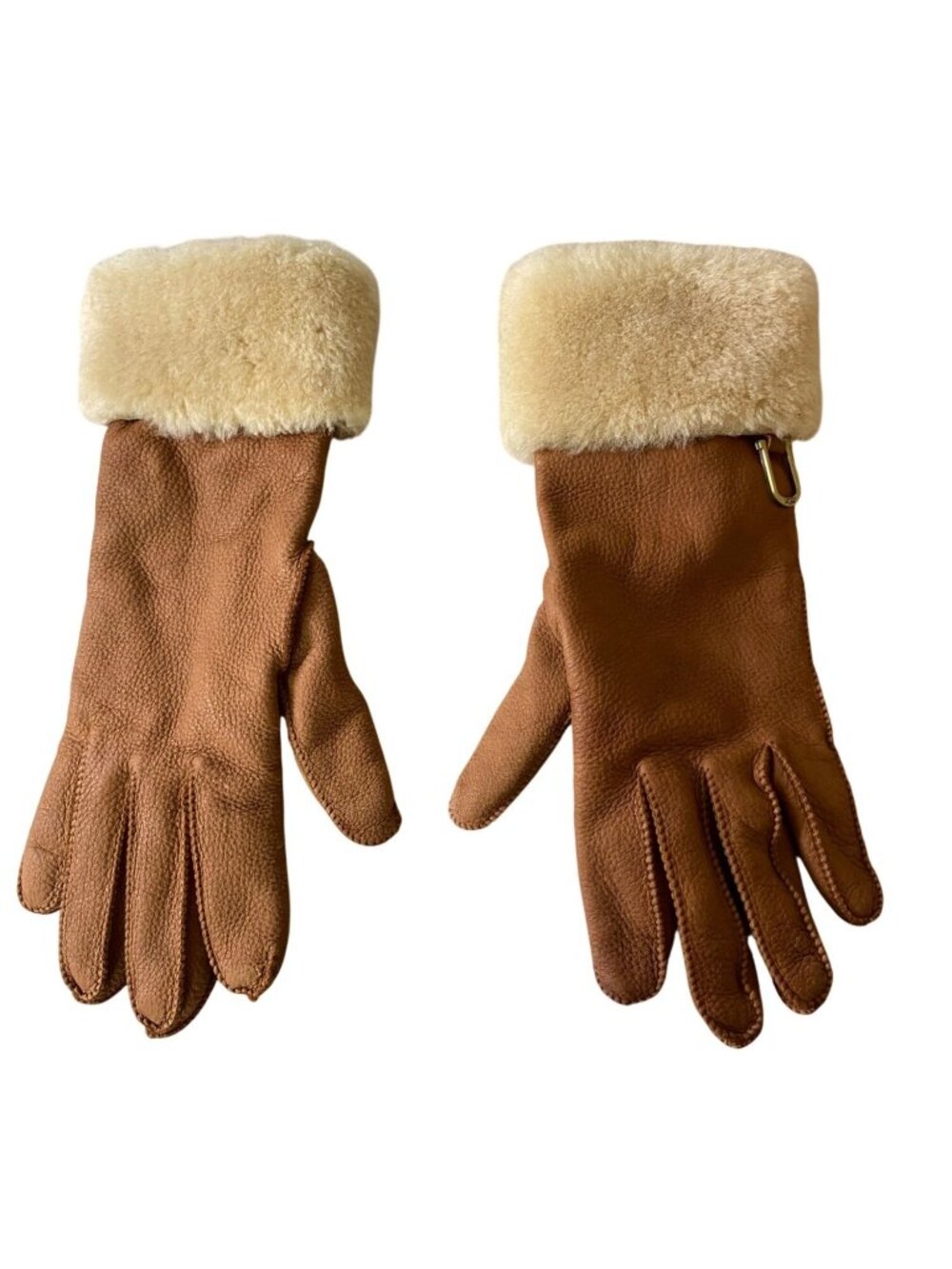 UGG Australia Shearling Lined Suede Gloves Small Chestnut Brown